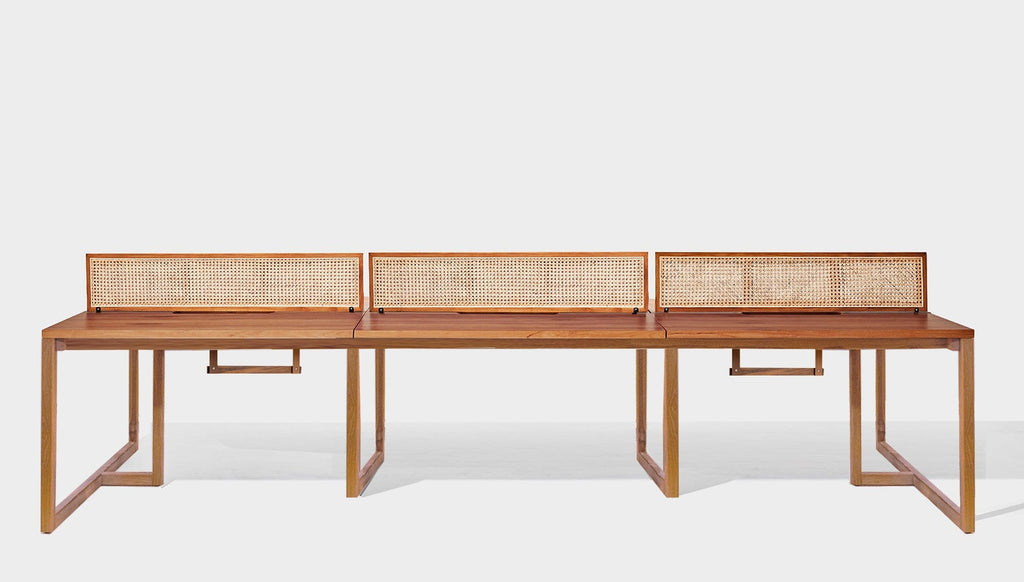 reddie-raw workstation 360W x 120D x 75H total (120x60 desk) *cm (incl. screen & tray) / Wood Veneer~Teak / Solid Reclaimed Teak Wood~Natural NCW Workstation *pod of 6