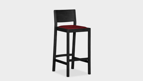 reddie-raw stool COUNTER 42W x 47D x 90 H (65H seat) / Solid Reclaimed Teak Wood~Black / Fabric~Davano Sangria Rita Bar Stool