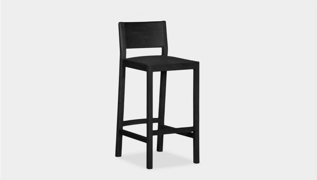 reddie-raw stool COUNTER 42W x 47D x 90 H (65H seat) / Solid Reclaimed Teak Wood~Black / Wood~Natural Rita Bar Stool