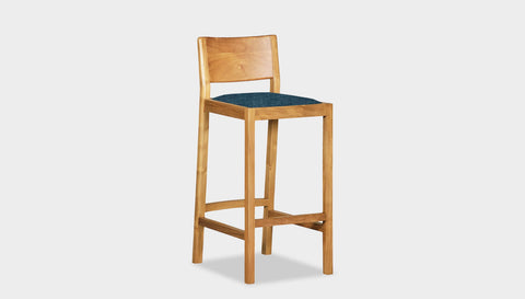 reddie-raw stool COUNTER 42W x 47D x 90 H (65H seat) / Solid Reclaimed Teak Wood~Oak / Fabric~Davano Cobolt Rita Bar Stool