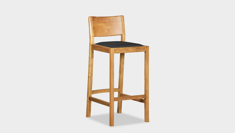 reddie-raw stool COUNTER 42W x 47D x 90 H (65H seat) / Solid Reclaimed Teak Wood~Oak / Leather~Black Rita Bar Stool