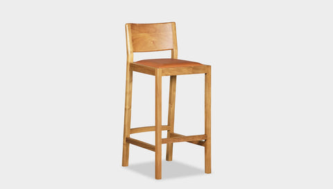 reddie-raw stool COUNTER 42W x 47D x 90 H (65H seat) / Solid Reclaimed Teak Wood~Oak / Leather~Tan Rita Bar Stool