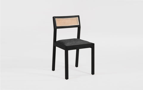 reddie-raw dining chair 46W x 49D x 82H *cm (45H seat) / Solid Reclaimed Teak Wood~Black / Fabric~Davano Iron Stone Rita Rattan Dining Chair