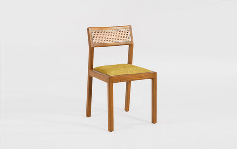 reddie-raw dining chair 46W x 49D x 82H *cm (45H seat) / Solid Reclaimed Teak Wood~Natural / Fabric~Davano Golen Rita Rattan Dining Chair