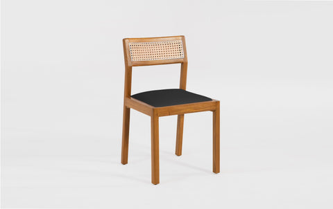 reddie-raw dining chair 46W x 49D x 82H *cm (45H seat) / Solid Reclaimed Teak Wood~Natural / Leather~black Rita Rattan Dining Chair