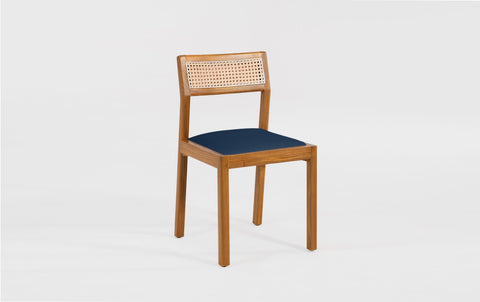 reddie-raw dining chair 46W x 49D x 82H *cm (45H seat) / Solid Reclaimed Teak Wood~Natural / Leather~navy Rita Rattan Dining Chair