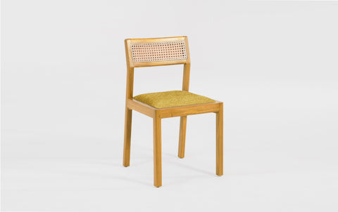 reddie-raw dining chair 46W x 49D x 82H *cm (45H seat) / Solid Reclaimed Teak Wood~Oak / Fabric~Davano Golen Rita Rattan Dining Chair