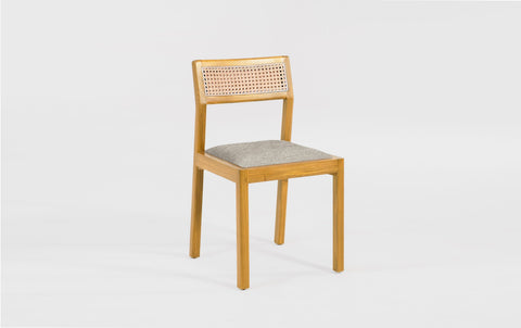 reddie-raw dining chair 46W x 49D x 82H *cm (45H seat) / Solid Reclaimed Teak Wood~Oak / Fabric~Davano Paper Bank Rita Rattan Dining Chair
