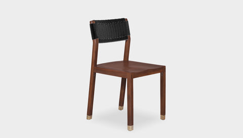 reddie-raw dining chair 46W x 49D x 82H *cm (45H seat) / Solid Reclaimed Teak Wood~Walnut (with brass caps) / Black Rope Rita Rope Dining Chair
