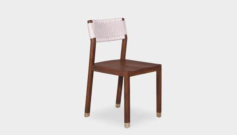 reddie-raw dining chair 46W x 49D x 82H *cm (45H seat) / Solid Reclaimed Teak Wood~Walnut (with brass caps) / White Rope Rita Rope Dining Chair