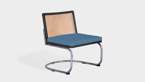 reddie-raw lounge chair 60W x 65D x 79H *cm (42H seat) / Solid Reclaimed Teak Wood~Black / Fabric~Vienna Bluejay Rosie Rattan Lounge Cantilever Chair