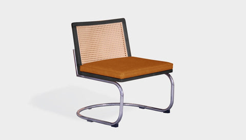 reddie-raw lounge chair 60W x 65D x 79H *cm (42H seat) / Solid Reclaimed Teak Wood~Black / Leather~Tan Rosie Rattan Lounge Cantilever Chair