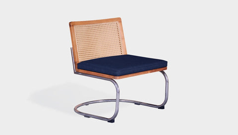 reddie-raw lounge chair 60W x 65D x 79H *cm (42H seat) / Solid Reclaimed Teak Wood~Natural / Leather~Navy Rosie Rattan Lounge Cantilever Chair