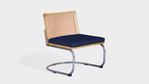 reddie-raw lounge chair 60W x 65D x 79H *cm (42H seat) / Solid Reclaimed Teak Wood~Oak / Leather~Navy Rosie Rattan Lounge Cantilever Chair