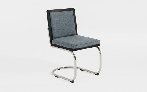 reddie-raw dining chair 45W x 61D x 82H *cm (45H seat) / Solid Reclaimed Teak Wood~Black / 100% Wool Fabric~Textile 23 484 blue stripe Rosie Upholstered Cantilever Chair