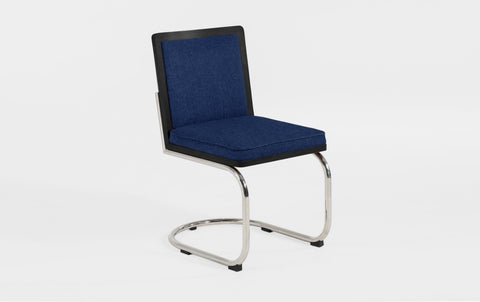 reddie-raw dining chair 45W x 61D x 82H *cm (45H seat) / Solid Reclaimed Teak Wood~Black / Fabric~Davano Cobalt Rosie Upholstered Cantilever Chair