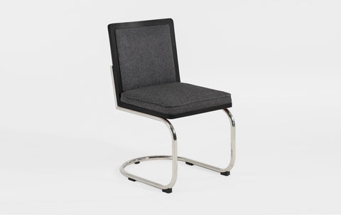 reddie-raw dining chair 45W x 61D x 82H *cm (45H seat) / Solid Reclaimed Teak Wood~Black / Fabric~Davano Iron Stone Rosie Upholstered Cantilever Chair