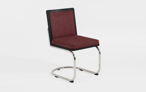 reddie-raw dining chair 45W x 61D x 82H *cm (45H seat) / Solid Reclaimed Teak Wood~Black / Fabric~Davano Sangria Rosie Upholstered Cantilever Chair