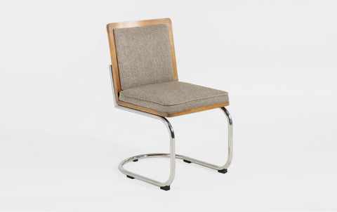 reddie-raw dining chair 45W x 61D x 82H *cm (45H seat) / Solid Reclaimed Teak Wood~Oak / Fabric~Davano Paper Bank Rosie Upholstered Cantilever Chair