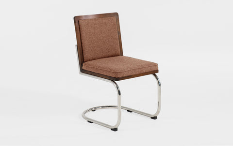 reddie-raw dining chair 45W x 61D x 82H *cm (45H seat) / Solid Reclaimed Teak Wood~Walnut / 100% Wool Fabric~Textile 23 413  orange stripe Rosie Upholstered Cantilever Chair