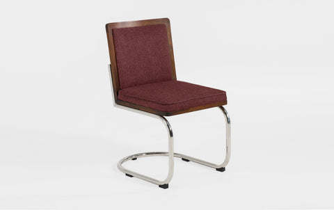 reddie-raw dining chair 45W x 61D x 82H *cm (45H seat) / Solid Reclaimed Teak Wood~Walnut / Fabric~Davano Sangria Rosie Upholstered Cantilever Chair