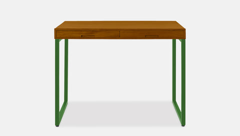 reddie-raw desk with drawers 100W x 60D x 75H *cm / Solid Reclaimed Wood~Natural / Metal~Green Suzy 2 Drawer Desk
