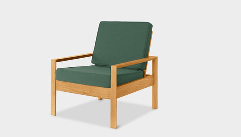reddie-raw lounge chair 74W x 78D x 78H *cm (40H seat) / Solid Reclaimed Teak Wood~Oak / Fabric~Blush Green Suzy Lounge Chair