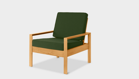 reddie-raw lounge chair 74W x 78D x 78H *cm (40H seat) / Solid Reclaimed Teak Wood~Oak / Fabric~Davano Green Suzy Lounge Chair