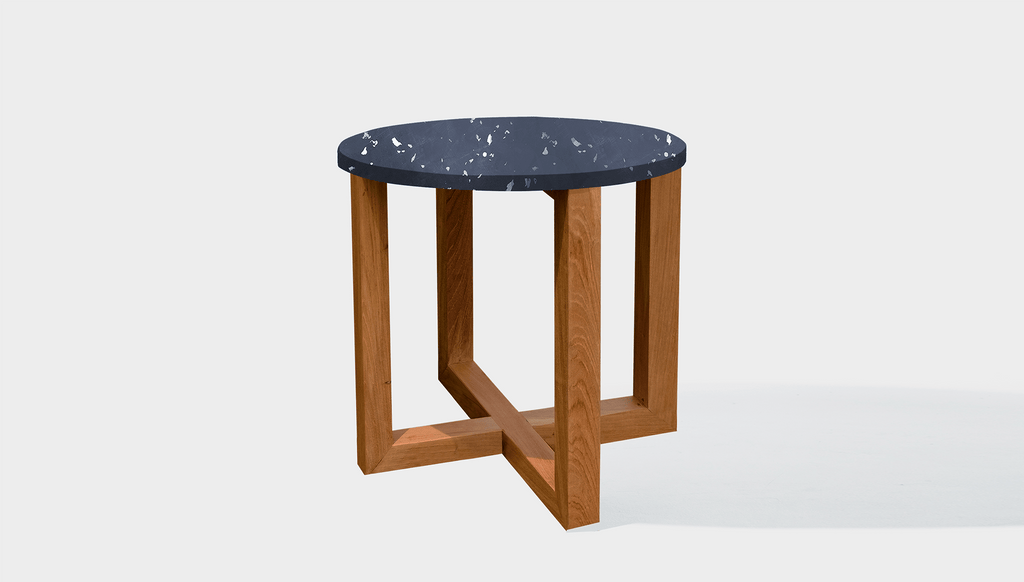 reddie-raw round side table 45dia x 45H *cm / Recycled bottle tops~Coal / Solid Reclaimed Wood~Teak Natural Suzy Side Table Round- Recycled Bottle Tops