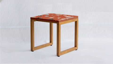 reddie-raw square side table 45W x 45D x 46H *cm / COMBO~Clay / Solid Reclaimed Teak Wood~Natural Suzy Side Table Square