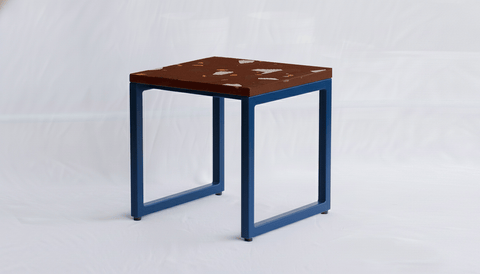 reddie-raw square side table 45W x 45D x 46H *cm / COMBO~Plum / Metal~Blue Suzy Side Table Square