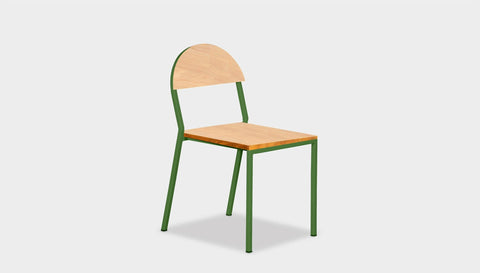 reddie-raw dining chair 42W x 52D x 80H *cm (45H seat) / Wood Veneer~Oak / Metal~Green Suzy Stackable Dining Chair Round