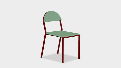 reddie-raw dining chair 42W x 52D x 80H *cm (45H seat) / Lacquer~Mint / Metal~Rust Suzy Stackable Dining Chair Round- Colour