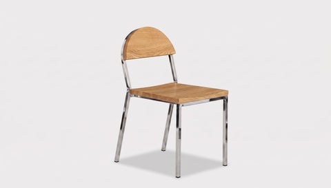 reddie-raw dining chair 42W x 52D x 80H *cm (45H seat) / Solid Reclaimed Teak Wood~Oak / Metal~Stainless Steel Suzy Stackable Dining Chair Round  Stainless Steel