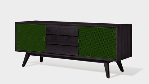 reddie-raw media unit 150W x 45D x 60H *cm / Solid Reclaimed Wood~Black / Metal~Green Vinny Media Cabinet