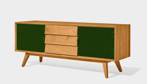 reddie-raw media unit 150W x 45D x 60H *cm / Solid Reclaimed Wood~Oak / Metal~Green Vinny Media Cabinet