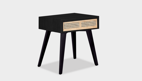 reddie-raw bedside table 45D x 45HD x 55H *cm / Solid Reclaimed Wood~Black Vinny Rattan Bedside Table High Square