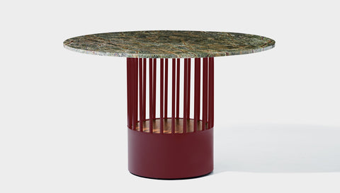 reddie-raw round 120dia x 75H *cm / Stone~Forest Green / Metal~Rust Willy Cage Table - Marble