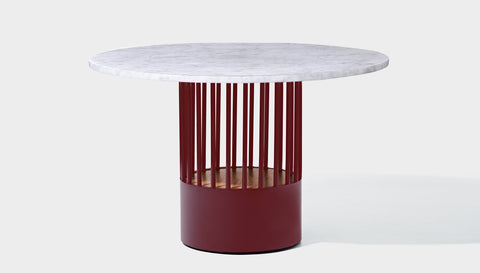 reddie-raw round 120dia x 75H *cm / Stone~White Veined Marble / Metal~Rust Willy Cage Table - Marble