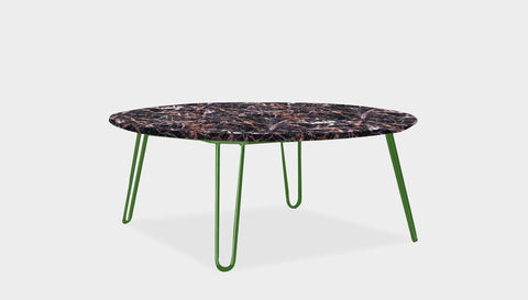 reddie-raw round coffee table 90dia x 35H *cm / Stone~Black Veined Marble / Metal~Green Willy Coffee Table Round