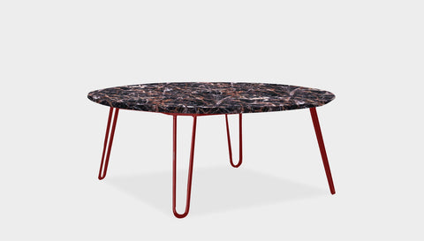 reddie-raw round coffee table 90dia x 35H *cm / Stone~Black Veined Marble / Metal~Rust Willy Coffee Table Round