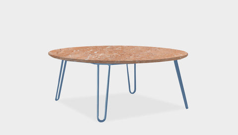 reddie-raw round coffee table 90dia x 35H *cm / Stone~Peach / Metal~Blue Willy Coffee Table Round