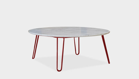 reddie-raw round coffee table 90dia x 35H *cm / Stone~White Veined Marble / Metal~Rust Willy Coffee Table Round