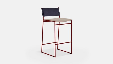 reddie-raw stool 47W x 49D x 90H *cm (65H seat) / Fabric~Blush Cream / Metal~Rust Willy Sling Bar Stool