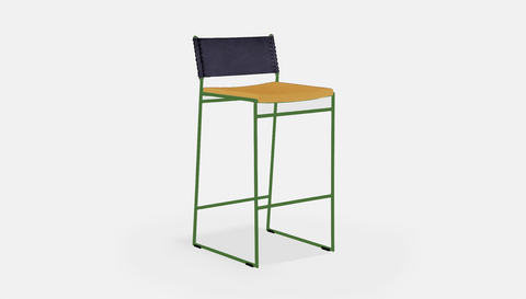 reddie-raw stool 47W x 49D x 90H *cm (65H seat) / Fabric~Blush Curry / Metal~Green Willy Sling Bar Stool