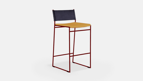reddie-raw stool 47W x 49D x 90H *cm (65H seat) / Fabric~Blush Curry / Metal~Rust Willy Sling Bar Stool