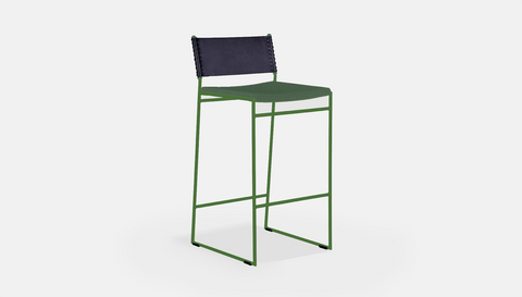 reddie-raw stool 47W x 49D x 90H *cm (65H seat) / Fabric~Blush Green / Metal~Green Willy Sling Bar Stool