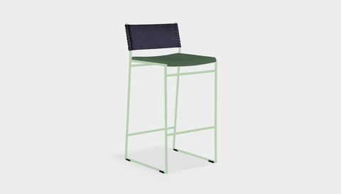 reddie-raw stool 47W x 49D x 90H *cm (65H seat) / Fabric~Blush Green / Metal~Mint Willy Sling Bar Stool