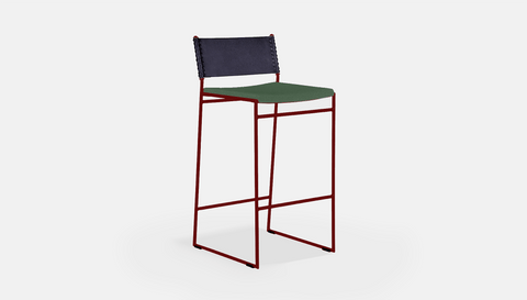 reddie-raw stool 47W x 49D x 90H *cm (65H seat) / Fabric~Blush Green / Metal~Rust Willy Sling Bar Stool