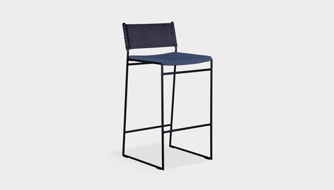 reddie-raw stool 47W x 49D x 90H *cm (65H seat) / Fabric~Blush Navy / Metal~Grey Willy Sling Bar Stool